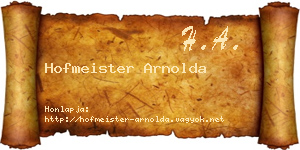 Hofmeister Arnolda névjegykártya